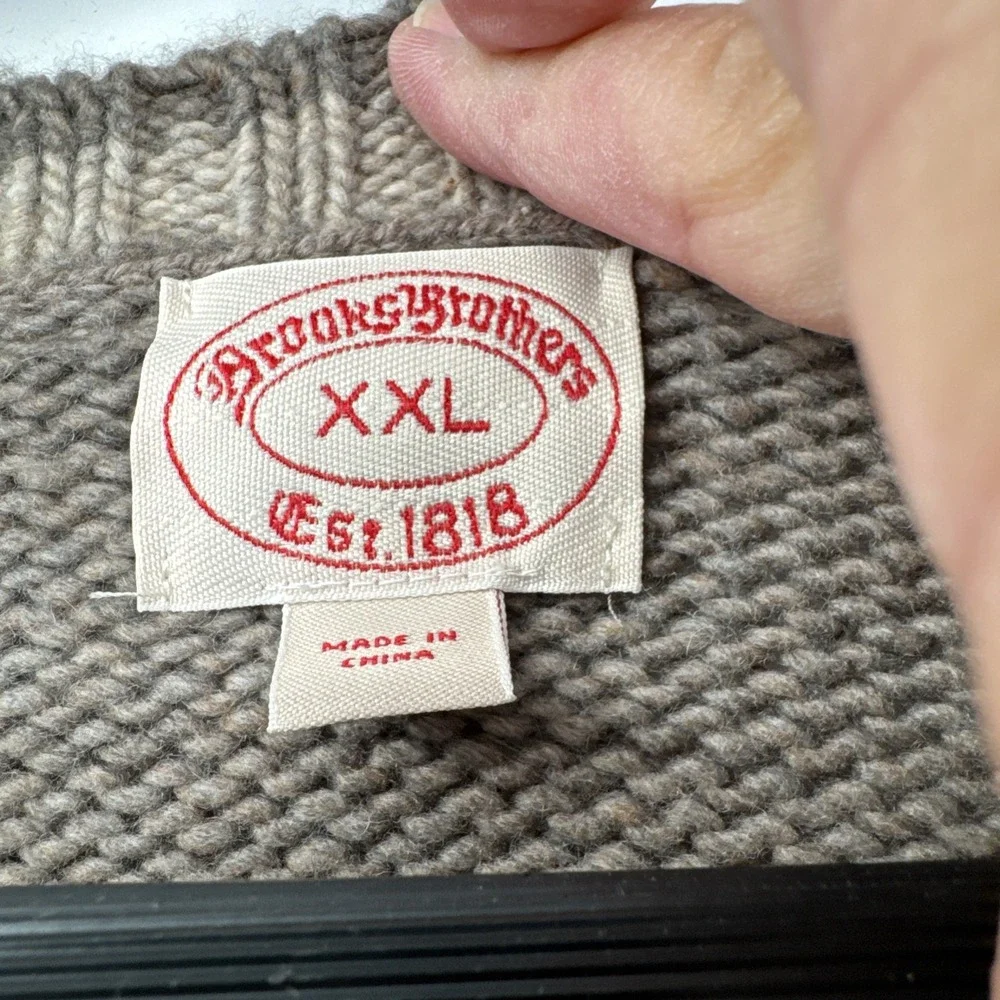 Brooks Brothers Men Sweater Size X Large Letterman‎ Style Cardigan Wool Blend